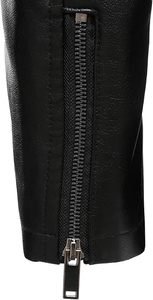<b>Men</b>’s Black Leather <b>Biker</b> <b>Jacket</b> with Asymmetrical Zip, Lapel Collar, Chest Pocket and Modern Slim Fit - Product Image 3