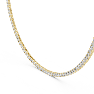 Collar clásico de cadena tipo tenis de oro amarillo de 18 quilates adornado con diamantes redondos cultivados en laboratorio para fiestas, bodas y compromisos. - Product Image 3