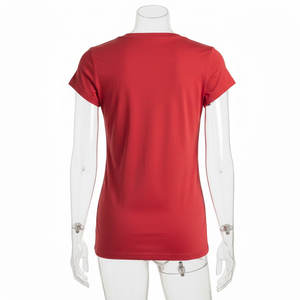 Camiseta de alta calidad, transpirable, de algodón/poliéster, manga corta, corte ajustado, para mujer, cuello redondo, con botones. - Product Image 2