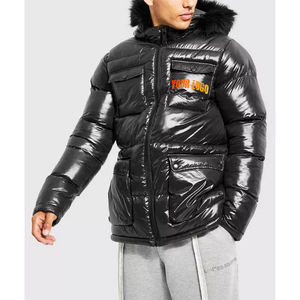Premium Quality Front Polyester Bomber Puffer <b>Jacket</b> <b>Men</b> Winter Waterproof Windproof Anti-Bacterial Breathable Camouflage Casual - Product Image 1