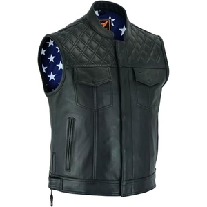 Chaleco de Motocicleta Personalizado Unisex Acolchado de Cuero Genuino con Cuello Alto, Chaleco de Motociclista Impermeable y Cortavientos para Invierno - Product Image 2