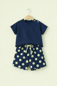 Conjunto de Camiseta y Pantalones Cortos para Niños 100% Bambú y Algodón, Tejido Interlock Suave y Transpirable, Ropa para Bebés de Todas las Temporadas, Personalizable, OEM - Product Image 5