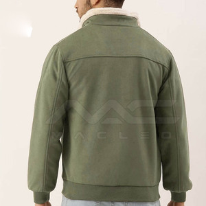 Modern Suede <b>Leather</b> <b>Jacket</b> For Men Featuring Soft Surface Clean Design <b>Long</b> Sleeves And Durable Front Zipper Closure - Product Image 4