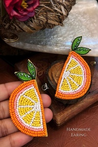 Export Quality Kiwi Design Bead <b>Earrings</b> Green <b>Red</b> White Statement Jewelry for Women and Girls Party Fashion Cute Style <b>Earrings</b> - Product Image 5