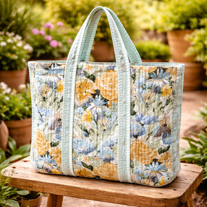 Floral Print <b>Lightweight</b> Foldable Zipper Closure Tote <b>Bag</b> Large Capacity Reusable Eco Friendly Women Shoulder Handbag Wholesale - Product Image 1