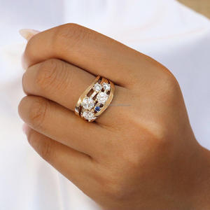 Igi Lab เติบโตแบบวินเทจ14K แหวนเงินสเตอร์ลิงทำด้วยมือสีเหลืองทองแหวนแต่งงาน/หมั้นเพชรตัดแหวนดีสำหรับทุกเพศ - Product Image 1