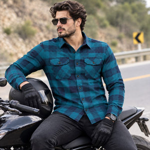 Men's Plaid Flannel <b>Shirt</b> Long Sleeve Casual Checkered <b>Shirt</b> Turn-down Collar Breathable Cotton Autumn Wear - Product Image 6