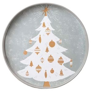 Farmhouse Style Christmas Tray Round Metal Decorative Trays with Handles Rustic Design Antique Trays For Serving Christmas Decor - Product Image 2