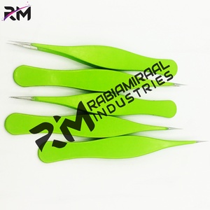 Pinzas para Cejas con Punta Inclinada de Diseño Personalizado, Producto en Tendencia RMI, Acero Inoxidable con Recubrimiento de Color Verde Polvo - Product Image 6