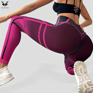 Women High Waist Sports <b>Leggings</b>, Compression Fit, Color Block Design, Striped <b>Pattern</b>, For Fitness & Workout - Product Image 6
