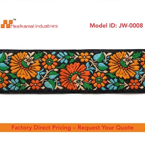 Wholesale Jacquard Ribbon Manufacturer 50mm Designer Floral Jacquard Ribbon Multicolor Woven Trim for Bows Garment Ethnic Wear - Product Image 5