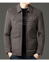 Veste universitaire en laine mélangée à carreaux pour homme, col montant, coupe ajustée, style décontracté chic, pour l'hiver, longueur standard, fermeture éclair sur le devant, personnalisable