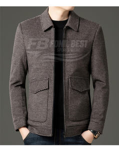 Chaqueta Casual de Negocios para Hombre, de Alta Calidad, con Forro Polar a Cuadros, Cierre de Cremallera, Logotipo Frontal, Corte Ajustado, Impermeable, Servicios OEM - Product Image 2