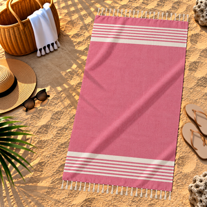 Toalla de Playa de Algodón Estilo Turco a Rayas con Borlas, Libre de Arena, Ecológica, de Secado Rápido, Tamaño y Diseños Personalizados - Product Image 5