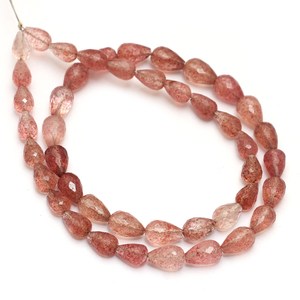 Perles en forme de goutte d'eau AAA+ Quartz 5x8mm-7x10mm, Quartz Fraise Rose Naturel, Pierres Semi-Précieuses Facettées pour Bijoux - Product Image 5
