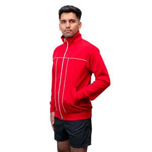 <b>Men's</b> Red Eco-Friendly Breathable Polyester Mid Layer Quarter Zip <b>Pullover</b> Lightweight Long Sleeve Winter Performance <b>Jacket</b> - Product Image 3