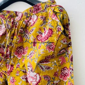 Hand Block Printed Cotton <b>Pyjama</b> Set Women | Soft Sleepwear Loungewear Premium Handmade Quick Dry V-neck Button Fly High Rise - Product Image 4