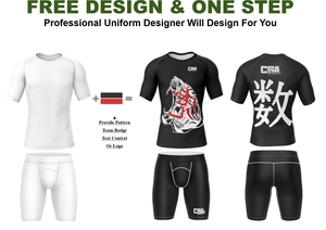 Vêtements de sport MMA très demandés, rashguard et shorts BJJ, tissu Spandex personnalisé, impression par sublimation, vêtements de compression pour hommes - Product Image 2