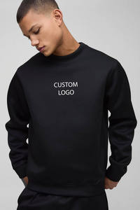 Sweat-shirt à col rond noir personnalisé pour homme et pantalon de jogging assorti, ensemble de survêtement OEM ODM, vêtements en gros - Product Image 3