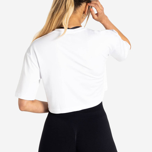 Custom Women's Heavyweight 100% Cotton Boxy Tee Shirt Oversized Drop Shoulder Loose Fit Crop Top For Summer - Product Image 3