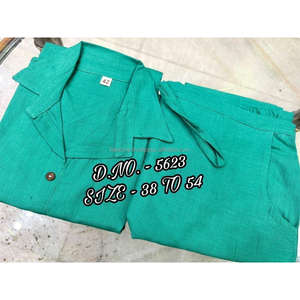 Beautiful Heavy Cotton Slub / Cotton Flex (खादी) Best Quality Fabric Cordset ( Short Length Shirt - 29”) With <b>Wooden</b> <b>Buttons</b> & L - Product Image 4