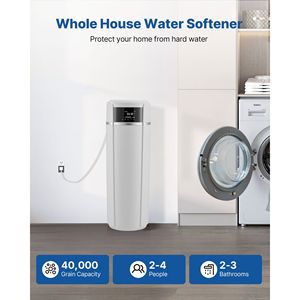Sistema Addolcitore d'Acqua Elettrico per Tutta la Casa da 40.000 Grani con Pannello di Controllo Touch Automatico e Valvola di Bypass per la Riduzione dell'Acqua Dura - Product Image 2
