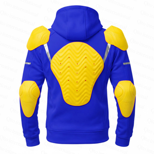 Hoodie de moto renforcé en Kevlar avec protections CE niveau 2, veste de moto réfléchissante à fermeture éclair - Product Image 4