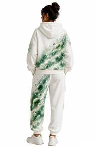 <b>Women</b> Autumn Hooded Drawstring 2 in 1 Tracksuit Set Green Galaxy Print Loose Fit Casual <b>Sweatsuit</b> - Product Image 3