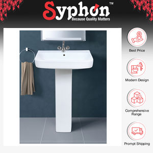 Fabriqué en Inde, qualité inégalée, style luxueux, lavabo en céramique blanche avec piédestal, option de logo personnalisé - Product Image 2