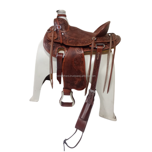 Selle de plaisir occidentale confortable fabriquée à la main en style cow-boy américain en cuir véritable en vrac - Product Image 2