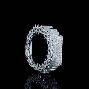 Collar con Corona de Diamantes Helados y Diseño de Púas para Hombre y Mujer, Joyería de Lujo Hip Hop, Gemas y Piedras, Plata de Ley 925 - Product Image 4
