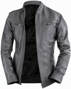 Chaqueta de Cuero Genuino para Hombre, Piel de Vacuno Auténtica, Corte Ajustado, Estilo Motero, Ropa Exterior para Motocicleta, Impermeable, Resistente al Viento y Transpirable - Product Image 6