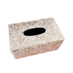 Boîte à mouchoirs rectangulaire haut de gamme en nacre, support en bois fait main avec incrustation de coquillages pour la décoration intérieure - Product Image 4