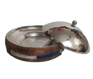 Marmite en bois et métal vert élégant avec couvercle combinant élégance de style arabe et réchauffement des aliments pour les événements hôteliers - Product Image 6