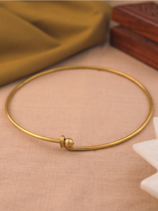 สร้อยคอทองคำทรงกลมแบบเปิดพร้อมปลายลูกบอล - Product Image 4