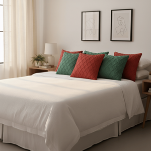 SOGA ชุดปลอกหมอน 6 ชิ้น ขนาด 45 ซม. สีแดงคลาสสิกและสีเขียวฟอเรสต์ ลายถักเพชร สำหรับตกแต่งและหมอนอิง - Product Image 4