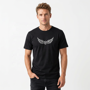 Men's <b>Black</b> Solid Color Short Sleeve O-Neck T-<b>Shirt</b> 100% Cotton Oversized Casual Jersey Knitted Garment Dyed Eco-Friendly - Product Image 3