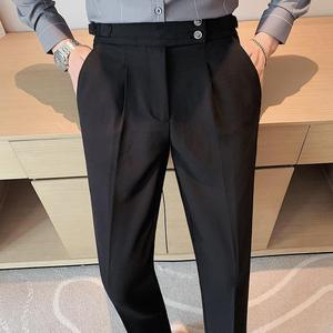 OEM/ODM Men <b>Summer</b> High Waisted Straight Leg Suit Pants Slim Fit Business Casual Formal <b>Trousers</b> - Product Image 6