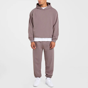 Conjunto de chándal de 2 piezas con capucha y pantalón para hombre, al por mayor, de color liso, con logotipo personalizado, a bajo precio y con MOQ bajo - Product Image 1