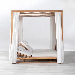 Cama de Jardín Moderna de Madera de Teca Ecológica y Duradera con Cojines Incluidos, Fabricante de Muebles de Lujo para Resorts y Piscinas - Product Image 4