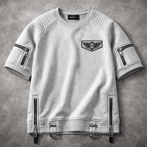 เสื้อยืดผู้ชายทรงสปอร์ตผ้าแคนวาสคุณภาพสูง หนักแน่น ทนทาน ผลิตจากเส้นด้ายฝ้าย 100% ย้อมสีแบบย้อมเส้นด้าย เป็นมิตรต่อสิ่งแวดล้อม ระบายอากาศได้ดี ด้านหน้ามีซิป  แบบคัสตอม - Product Image 2