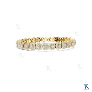 Bracelet tennis halo en diamant de laboratoire taille coussin allongé, or massif 14K 18K, bijoux de luxe pour femme, vente en gros fabricant - Product Image 4