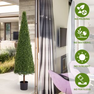 Set di 2 Cespugli Artificiali di Cedro Resistente ai Raggi UV, Alberi Conici Topiari Finti, Piante in Vaso Artificiali, Sempreverdi Effetto Ghiaccio, Altezza 180 cm - Product Image 4