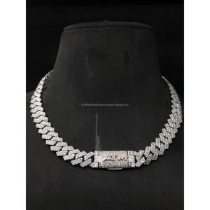 Modern Lab Grown Diamond Cuban <b>Necklace</b> for Men Luxury <b>Statement</b> Hip Hop Chain with Brilliant Sparkle By Trisha Jewels - Product Image 1