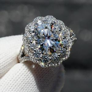 Bague de fiançailles élégante en moissanite halo, argent sterling 925, bijoux de mariée - Product Image 5