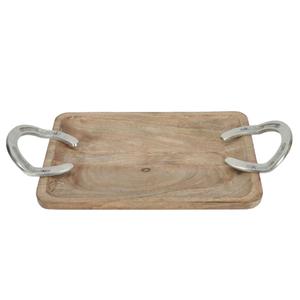 Plateau de service alimentaire en bois de manguier, résistant au lave-vaisselle, avec poignées en forme de mors de cheval, plateaux décoratifs pour la décoration de la maison et les fournitures hôtelières - Product Image 2