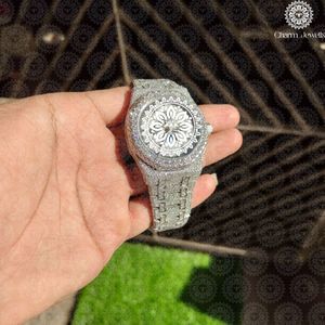 Charm Jewells Luxury Women's <b>Watch</b> Stainless Steel Round Case 38mm Analog Quartz Sapphire Crystal <b>Diamond</b> Encrusted - Product Image 2