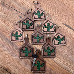 Llavero de Cuero Repujado de Lujo con Diseño de Cactus, Logotipo Personalizado, Cuero Genuino, Regalos Promocionales, Accesorios, Llavero Bonito para Unisex - Product Image 5