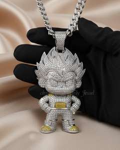 Pendentif Super Saiyan Spirit Ice Outed, personnage de dessin animé personnalisé, en argent 925, style Hip Hop, pour homme, avec diamants Dvars et Moissanite - Product Image 5