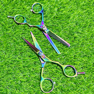 Multi Coated Premium 440C <b>Barber</b> Scissors <b>Set</b> with Antler Teeth Design Ultra Sharp Hair Cutting and Thinning Shears - Product Image 5